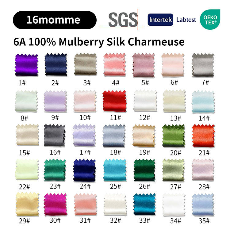 Tissu de soie 16 mm, couleur unie