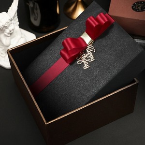 Custom Special Gift Polyester Satin <b>Ribbon</b> Spool Black <b>Silver</b> 4cm Width Gold Stamp Luxury Decorative Bow Wedding Birthday Gift - Product Image 6