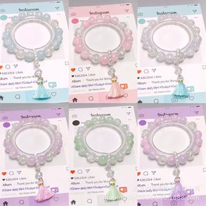 Pulsera de Cuentas de Cristal Brillante con Borlas y Dijes, Pulsera de Cuentas de Cristal Agrietado Fantasía Palomitas, Joyería Dulce para Mujer - Product Image 1