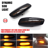 Feux de position latéraux dynamiques ambrés à LED pour Citroën C3 C4 Picasso C5 DS3 DS4 Peugeot 207 308 3008 5008 RCZ Car Lamps