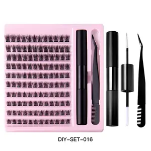 Gmagic DIY Cluster Lash Extension Kit Segmented Lash kit avec colle et pince à épiler naturel noir Band Segment cluster Lash