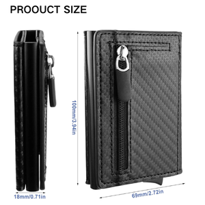 <strong>WaLlet</strong> for <strong>Men</strong> <strong>Leather</strong> RFID Fiber PU Credit Card Holder <strong>Wallet</strong> <strong>With</strong> Zipper <strong>Coin</strong> <strong>Pocket</strong> Metal Carbon <strong>Wallet</strong> for <strong>Men</strong> <strong>Leather</strong> - Product Image 2