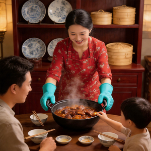 Wok en fonte robuste avec couvercle en verre - Poêle antiadhésive pré-assaisonnée avec poignée assistée pour cuisinière électrique - Product Image 2