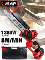 Gergaji Mini Tanpa Kabel 20V 1380W 8 Inci Portabel Genggam Pelumasan Otomatis Baterai Lithium Pemangkas Pohon Taman