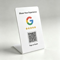 Carte NFC 213 Mini Tag en forme de L avec code QR, panneau de table RFID 13,56 MHz pour paiement et avis Google, avec fonctionnalité Google Reviews NFC