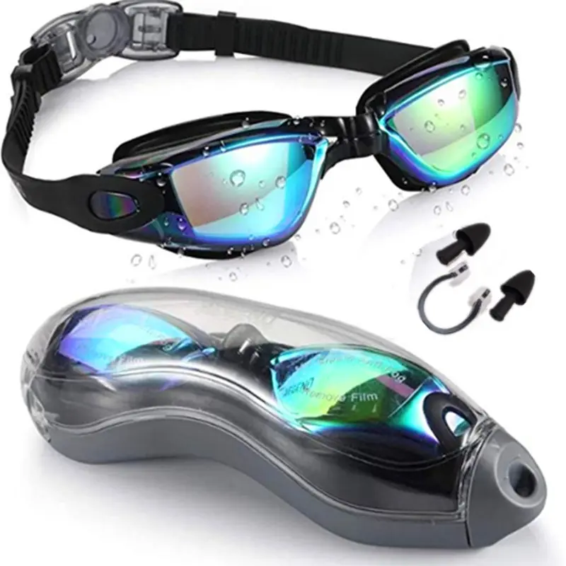 Professional Adjustable HD Anti-Fog Adult Swimming Goggles 100% UV Waterproof Prescription Glasses with Belt for Kids