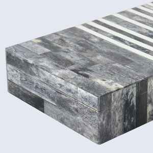 Boîte de rangement à bijoux moderne et durable en MDF incrusté d'os de haute qualité faite à la main, organisateur décoratif de luxe pour la maison, hôtel et restaurant - Product Image 4