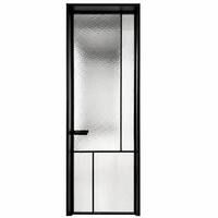 Porte intérieure en verre dépoli noir à motif de peinture à l'encre de bambou, style chinois traditionnel, pour villa