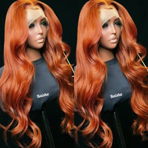 Perruques longues ondulées bouclées orange tendance, perruques HD Lace pour femmes, styles brésiliens et vietnamiens pour femmes noires, vente en gros d'usine - Product Image 1