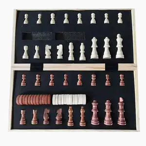 Hot Deal Xadrez de Madeira Magnético & Damas Set (2 em 1) Folding Board Set Xadrez Iniciante para Crianças e Adultos