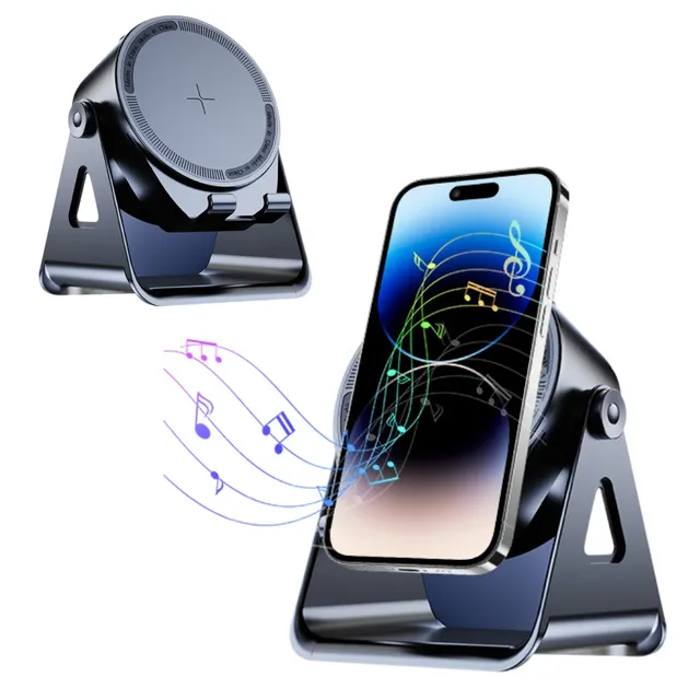 Portable BT Audio Speaker with Wireless Induction Home & Outdoor Phone Stand Tablet Holder for iPhone Android Type-C