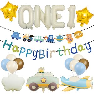 20 Ballons d'<span class=keywords><strong>Anniversaire</strong></span> pour Bébé de <span class=keywords><strong>1</strong></span> <span class=keywords><strong>An</strong></span>, Décoration de Première Fête pour Garçon, Chiffres en Latex de 32 Pouces, Bannière Joyeux <span class=keywords><strong>Anniversaire</strong></span>, Avion et Voiture Rétro - Product Image 1