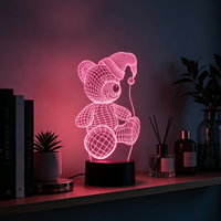 Nouvelle Lampe LED USB 3D Illusion Créative Personnalisable avec Photo, Motif Ours Adorable, pour Chambre d'Enfant, Base de Table/Bureau en Acrylique 7/16, Idéale pour Noël