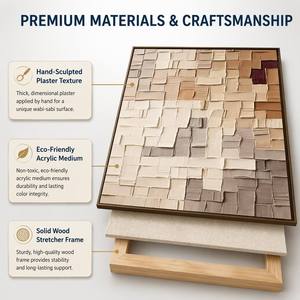 Grande <span class=keywords><strong>peinture</strong></span> murale <span class=keywords><strong>abstraite</strong></span> moderne Wabi Sabi en toile, texture 3D épaisse, beige et marron, pour la maison et la <span class=keywords><strong>galerie</strong></span> - Product Image 4