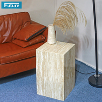 Table d'appoint en pierre de travertin beige 100% naturelle pour appartement, villa, manoir, hôtel, salon, chambre à coucher, meubles