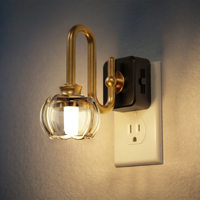 Veilleuse LED enfichable LOHAS avec capteur crépusculaire, en forme de citrouille, intensité variable 1W, style vintage, pour chambre, couloir et salle de bain