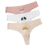 String imprimé animal sans couture taille basse pour femme-Sous-vêtement string mignon et sexy pour animaux de compagnie