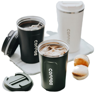 Logotipo personalizado LED tapa temperatura Metal al aire libre a prueba de fugas vacío doble pared aislado café taza inteligente tazas de acero inoxidable
