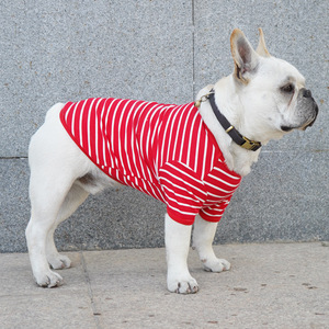 Chemise rayée pour chiens, rouge et blanc, gilet d'été fin, vêtements anti-chute pour animaux de compagnie, bouledogue français, Bichon Frise, Corgi, Shiba Inu - Product Image 3