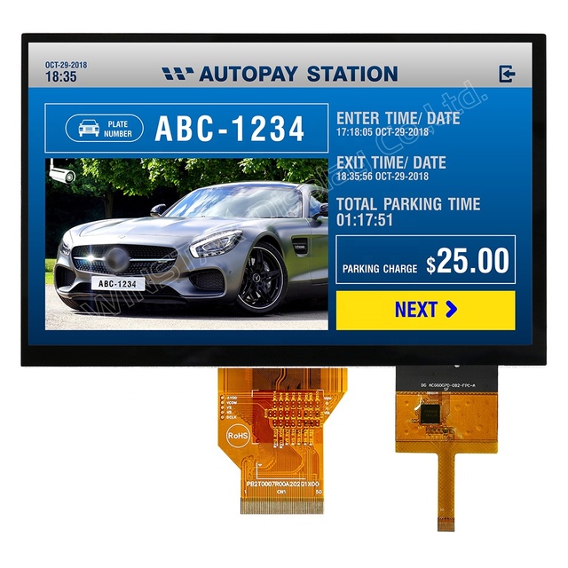 800x480 Winstar 7 inch 800480 High Brightness TFT lcd Display module supporting RGB with PCAP 800x480