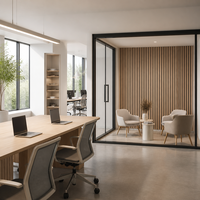 Panneau mural acoustique en bois à lattes couleur noyer, panneau mural insonorisant en feutre PET pour la décoration du salon, de la chambre et du bureau
