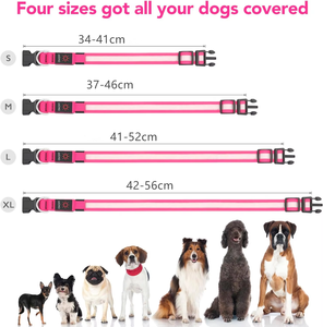 Collier pour chien LED rechargeable par USB réglable solide rose moyen collier de sécurité lumineux en <span class=keywords><strong>nylon</strong></span> pour chiens de taille moyenne moderne - Product Image 5