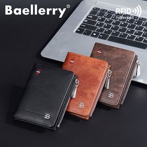 กระเป๋าสตางค์แบบสั้นสำหรับผู้ชาย Baellerry สีดำ ป้องกัน RFID พร้อมช่องใส่เหรียญแบบซิป ใช้ได้ทุกวัน - Product Image 2