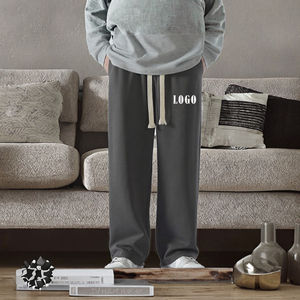 Pantalon décontracté uni léger et confortable de 400g pour homme et femme, automne, rembourré, épaissi, droit, en molleton français brodé, mi-long - Product Image 3