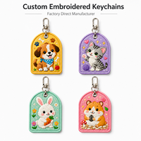 Porte-clés personnalisé brodé en tissu, motif lapin et hamster Kawaii, pour décoration de sac, cadeau de compagnie, vente en gros OEM, articles promotionnels