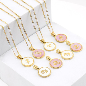 12 Horoscopes pendentif zodiaque bijoux en acier inoxydable pour femmes et hommes pendentif en perles de coquillage 12 constellations collier - Product Image 2