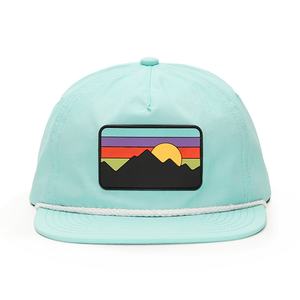Casquettes Snapback non structurées à 5 panneaux avec logo en caoutchouc personnalisé et cordon en nylon - Product Image 2