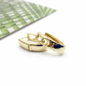 Geometric <b>Huggie</b> Earrings Gold And <b>Silver</b> Channel Setting Zircon Party Fashion Hoop Earrings - Product Image 1