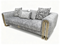 Canapé moderne de luxe 3 places + fauteuil individuel, ensemble de canapés rembourrés pour salon avec décor en acier doré, meubles haut de gamme pour hôtel