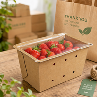 OEM Klantspecifiek Logo Papieren Fruitmand Diepe Kant Geperforeerde Punnet Kraft Wit Karton Aardbei Champignon Groente Doos