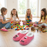 Chaussettes-pantoufles décontractées pour femmes, couleur vin - Super douces, confortables, antidérapantes, doublure polaire, pantoufles d'hiver pour la maison (Rose L Grand) Cadeau Café