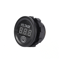 Voltmeter Digital Bulat LED Biru Sakelar Daya Sentuh 12V-24V Pengukur Monitor Tegangan Mobil Laut Motor 29mm Cutout