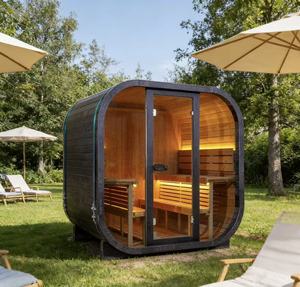 Sauna à vapeur carré noir ergonomique pour 4 à 6 personnes, pour la récupération après l'entraînement, sauna en bois massif facile à utiliser pour le bien-être - Product Image 1