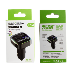 PD 30W QC3.0 Chargeur de voiture super rapide Émetteur FM en alliage d'aluminium-magnésium avec lumière colorée LED - Product Image 6