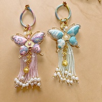 Pendentif Papillon Superposable pour Cheongsam, Accessoire Exquis et Délicat, Ornement Suspendu Vintage à Long Pompon en Forme de Papillon