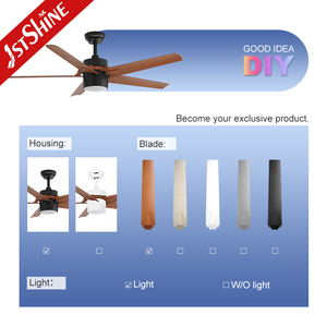 1stshine Led Ventilador de techo 52 pulgadas 5 aspas ABS 3 colores Iluminación LED Ahorro de energía Ventilador de techo con luz - Product Image 4