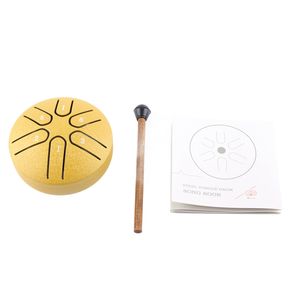 Handpan Drum Professional <span class=keywords><strong>Mini</strong></span> 6 Note Worry Free Tongue Tambor Instrumento de percusión con baqueta Verde - Product Image 3