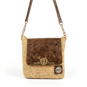 Bolso de Paja Hecho a Mano Ana Bohemian con Correa de Cadena, Color Beige Marrón, para Todas las Temporadas, 60g - Product Image 2
