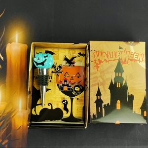 Halloween <b>Wine</b> <b>Stopper</b> With Pumpkin Design And 5 Glass Charms Set For Party Decorations - Product Image 1
