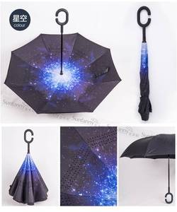 Parapluie droit à poignée en C, mains libres, coupe-vent, 2 couches, design vintage, ouverture manuelle, imperméable, anti-UV, couleur personnalisable - Product Image 4
