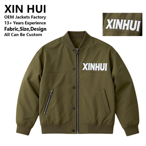 Chaqueta Bomber de Lona Gruesa Verde Oliva para Hombre con Logotipo Personalizado, Chaqueta Cortavientos Estilo Varsity para Invierno, Ropa Casual de Trabajo - Product Image 1