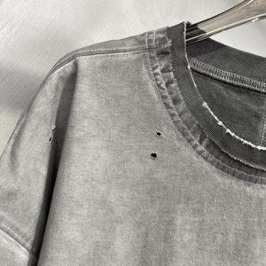 Heavyweight Custom logo Acid Wash Distressed Cotton Blank Plain Streetwear Clothing for Man Oversized <b>Tshirts</b> Manufacturer - Product Image 5