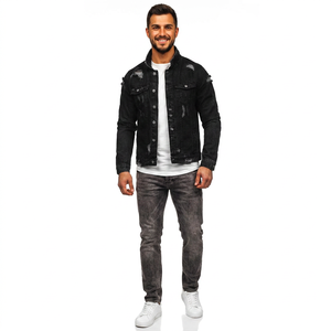 Veste en jean de haute qualité pour hommes avec col rabattu personnalisé tout nouveau style de tissu denim de longueur régulière pour l'hiver - Product Image 1