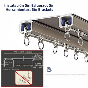 Riel de Aluminio de 2.0 mm Doble Unido para Cortinas, Accesorios Largos para Ventanas, Rieles para Cortinas - Product Image 6