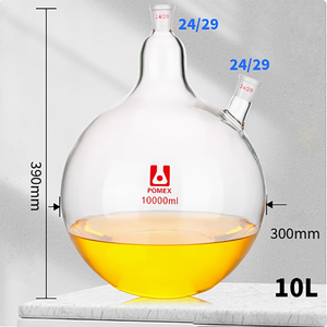 10000ml thủy tinh Borosilicate tròn đáy bình với hai cổ nặng tường góc cạnh hoặc cổ thẳng đứng - Product Image 2