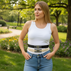 Ceinture élastique en PP à boucle métallique ronde de 5 cm de large, double C, pour le ventre - Product Image 3